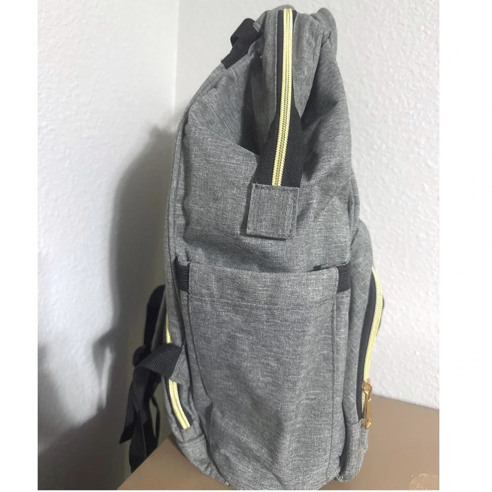 AFBP Grey Diaper Bag Breast‎ Pump Insulated Backpack Pockets Multi-Function